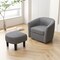 Modern Club Swivel Accent Chair with Ottoman Footrest Curved Backrest-Grey